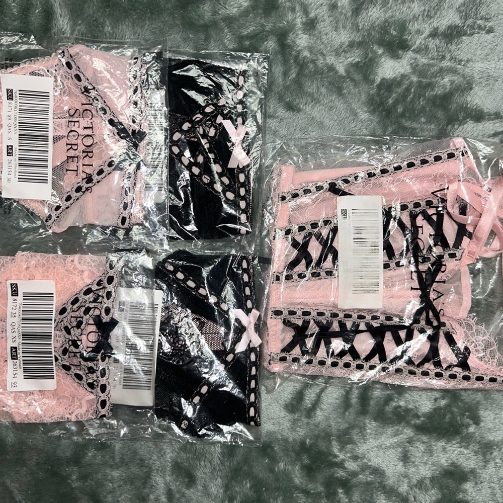 Victoria's Secret Pink and Black Lace Lingerie Set